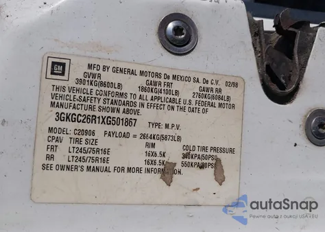 1999 GMC Suburban 2500 Sl from USA, damaged, VIN 3GKGC26R1XG501867